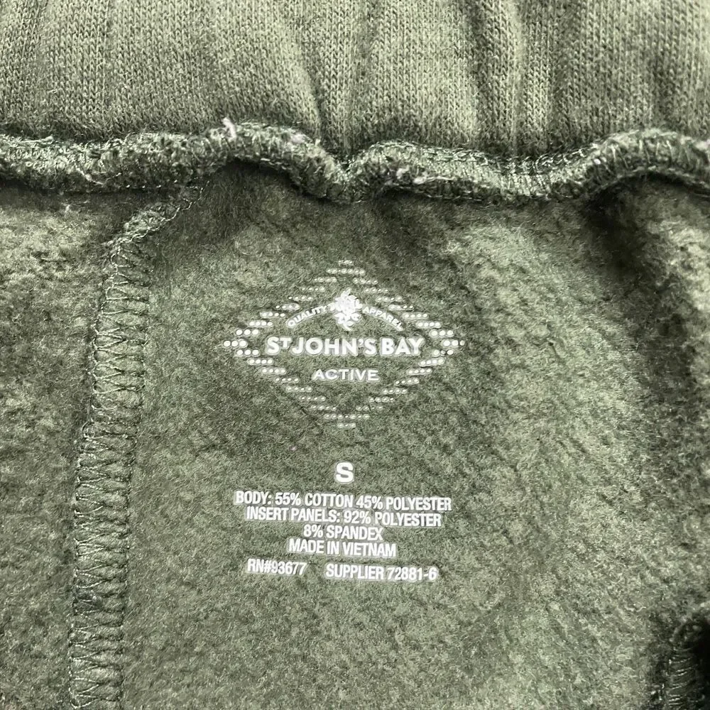 St. John's Bay Sweatpants Womens Small Green with Velvet Stripes Lounge 32x31